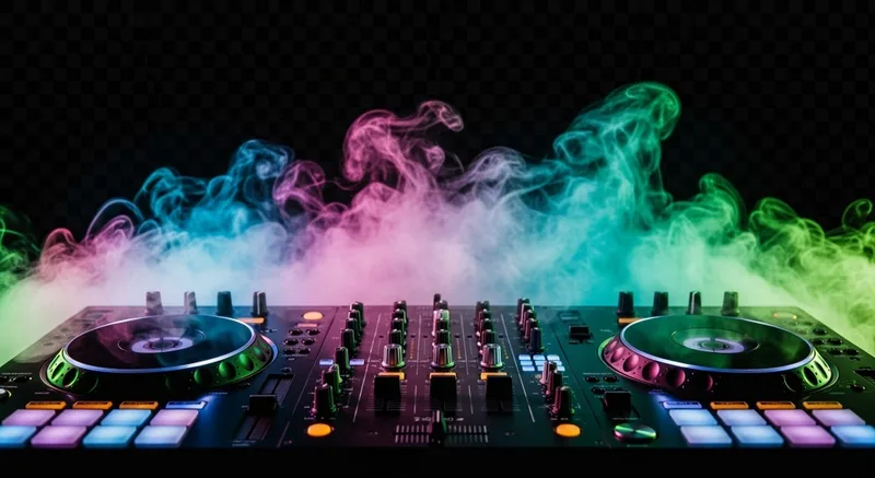 Équipement audio professionnel avec éclairage de scène